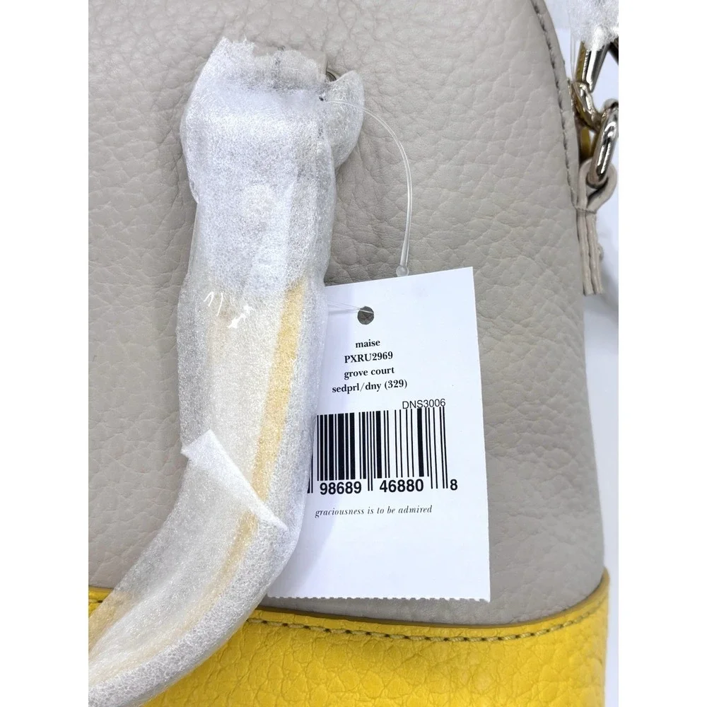 Kate Spade Grove Court Maise Pebbled Leather Satchel Crossbody Beige Yellow NWT